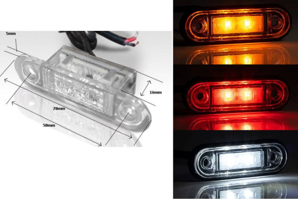 Positionsleuchte LED orange, oval zum Hängen oder Schrauben, mit  E-Prüfzeichen