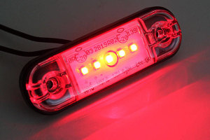 LED zijmarkeringslicht, 12/24V, rood, slank, extra plat...