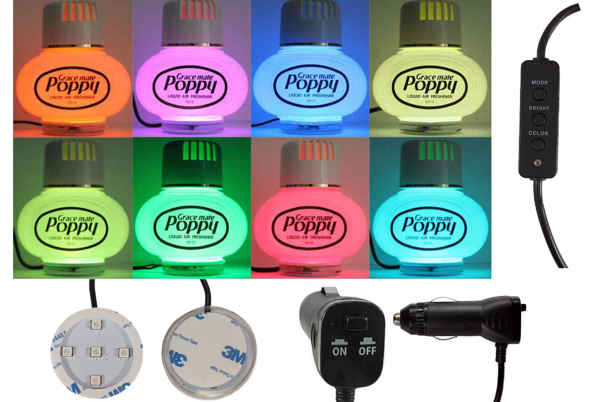 Lufterfrischer Duft Kirsche Poppy LED Multicolor Beleuchtung 5V