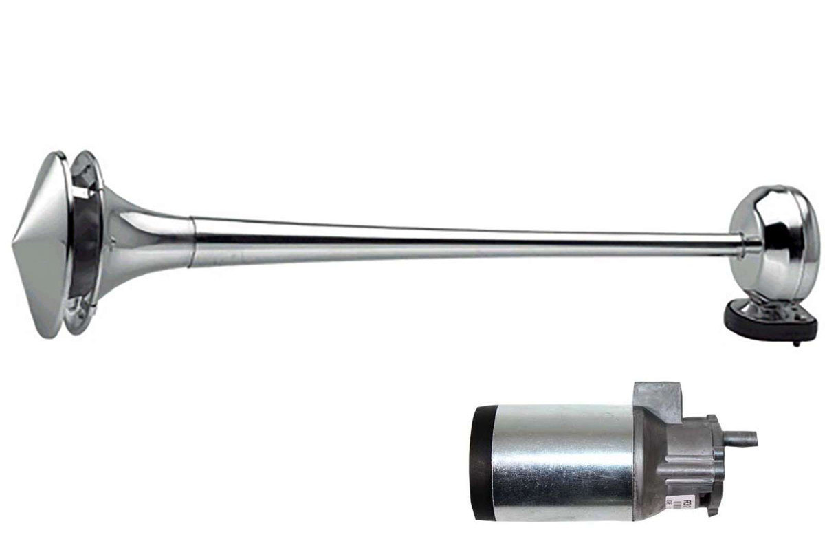 12V/24V Drucklufthorn, 1-Klang Horn, L=640mm, mit Stern, 02098 -  Pro-Lift-Montagetechnik