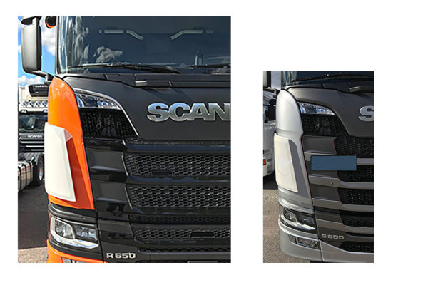 Passend für Scania*: R & S (2016-) Sonnenblenden Verlängerung für  original Blende mit 5 Ausschnit