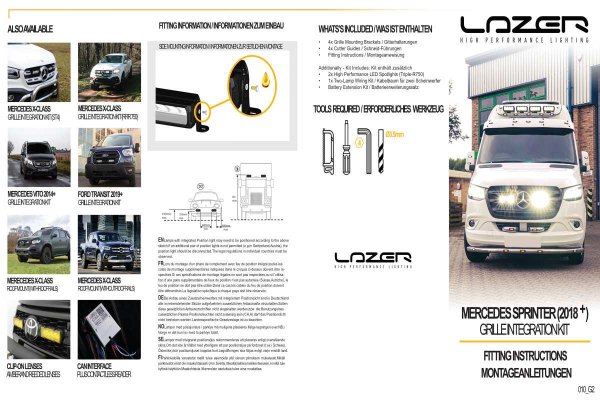 Kühlergrill Einbaukit Lazer Lamps Mercedes Sprinter 907