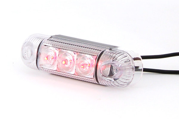 LED Begrenzungsleuchten 4er Set (mit Chromsockel / rot