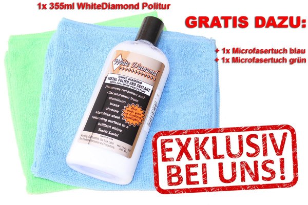 AANBIEDING: White Diamond metaalpolish en afdichtmiddel 355ml, WhiteDiamond America chroompolish